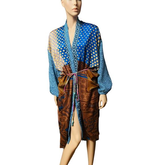 NEW Guru 100% Silk Upcycled Made in India from Vintage Saris One Size Fit M/L - Picture 8 of 16